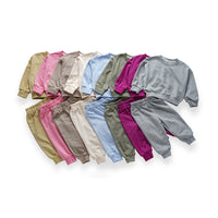 Load image into Gallery viewer, 2 Pieces Set Baby Kid Girls Boys Solid Color Hoodies Sweatshirts And Pants Wholesale 23090670
