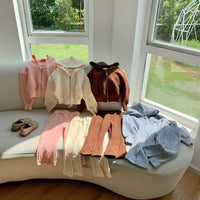 Load image into Gallery viewer, 2 Pieces Set Baby Kid Girls Solid Color Jackets Outwears And Pants Wholesale 23090676
