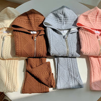 Load image into Gallery viewer, 2 Pieces Set Baby Kid Girls Solid Color Jackets Outwears And Pants Wholesale 23090676
