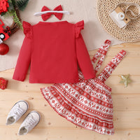 Load image into Gallery viewer, 2 Pieces Set Baby Kid Girls Christmas Letters Cartoon Print Tops And Animals Dresses Wholesale 23101514
