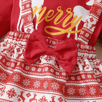 Load image into Gallery viewer, 2 Pieces Set Baby Kid Girls Christmas Letters Cartoon Print Tops And Animals Dresses Wholesale 23101514
