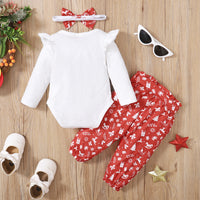 Load image into Gallery viewer, 2 Pieces Set Baby Kid Girls Christmas Letters Print Rompers And Cartoon Pants Wholesale 23101515
