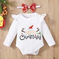 Load image into Gallery viewer, 2 Pieces Set Baby Kid Girls Christmas Letters Print Rompers And Cartoon Pants Wholesale 23101515
