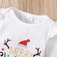 Load image into Gallery viewer, 2 Pieces Set Baby Kid Girls Christmas Letters Print Rompers And Cartoon Pants Wholesale 23101515
