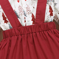 Load image into Gallery viewer, 2 Pieces Set Baby Kid Girls Christmas Plant Print Shirts And Solid Color Dresses Wholesale 23101517
