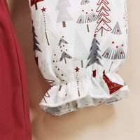 Load image into Gallery viewer, 2 Pieces Set Baby Kid Girls Christmas Plant Print Shirts And Solid Color Dresses Wholesale 23101517
