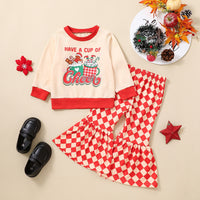 Load image into Gallery viewer, 2 Pieces Set Baby Kid Girls Christmas Letters Cartoon Print Tops And Pants Wholesale 23101520
