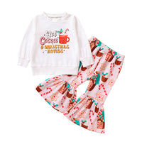 Load image into Gallery viewer, 2 Pieces Set Baby Kid Girls Christmas Letters Cartoon Print Tops And Pants Wholesale 23101520
