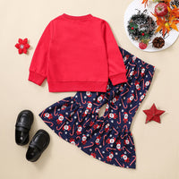 Load image into Gallery viewer, 2 Pieces Set Baby Kid Girls Christmas Letters Cartoon Print Tops And Pants Wholesale 23101520
