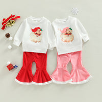 Load image into Gallery viewer, 2 Pieces Set Baby Kid Girls Christmas Cartoon Print Tops And Solid Color Pants Wholesale 23101522
