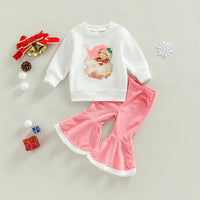 Load image into Gallery viewer, 2 Pieces Set Baby Kid Girls Christmas Cartoon Print Tops And Solid Color Pants Wholesale 23101522
