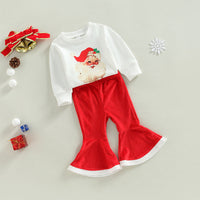 Load image into Gallery viewer, 2 Pieces Set Baby Kid Girls Christmas Cartoon Print Tops And Solid Color Pants Wholesale 23101522
