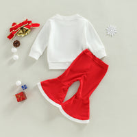 Load image into Gallery viewer, 2 Pieces Set Baby Kid Girls Christmas Cartoon Print Tops And Solid Color Pants Wholesale 23101522
