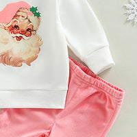 Load image into Gallery viewer, 2 Pieces Set Baby Kid Girls Christmas Cartoon Print Tops And Solid Color Pants Wholesale 23101522
