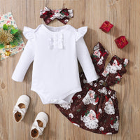 Load image into Gallery viewer, 2 Pieces Set Baby Girls Christmas Solid Color Print Rompers And Cartoon Dresses Wholesale 23101525
