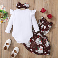 Load image into Gallery viewer, 2 Pieces Set Baby Girls Christmas Solid Color Print Rompers And Cartoon Dresses Wholesale 23101525
