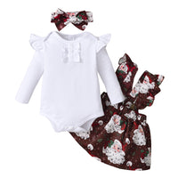 Load image into Gallery viewer, 2 Pieces Set Baby Girls Christmas Solid Color Print Rompers And Cartoon Dresses Wholesale 23101525
