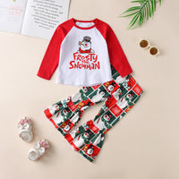 Load image into Gallery viewer, 2 Pieces Set Baby Kid Girls Christmas Letters Print Tops And Cartoon Pants Wholesale 23101526
