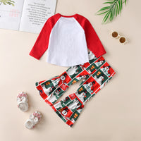 Load image into Gallery viewer, 2 Pieces Set Baby Kid Girls Christmas Letters Print Tops And Cartoon Pants Wholesale 23101526
