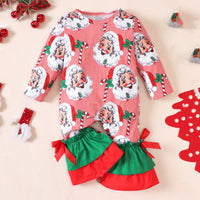 Load image into Gallery viewer, Baby Kid Girls Striped Cartoon Print Christmas Jumpsuits Wholesale 23101530
