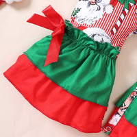 Load image into Gallery viewer, Baby Kid Girls Striped Cartoon Print Christmas Jumpsuits Wholesale 23101530
