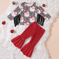 Load image into Gallery viewer, 2 Pieces Set Baby Kid Girls Christmas Leopard Print Tops And Solid Color Pants Wholesale 23101532
