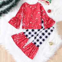 Load image into Gallery viewer, 2 Pieces Set Baby Kid Girls Christmas Letters Print Tops And Checked Pants Wholesale 23101534
