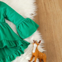 Load image into Gallery viewer, 2 Pieces Set Baby Kid Girls Christmas Solid Color Print Tops And Cartoon Pants Wholesale 23101542
