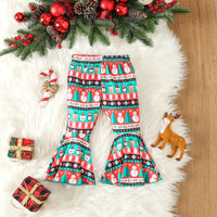 Load image into Gallery viewer, 2 Pieces Set Baby Kid Girls Christmas Solid Color Print Tops And Cartoon Pants Wholesale 23101542
