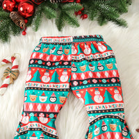 Load image into Gallery viewer, 2 Pieces Set Baby Kid Girls Christmas Solid Color Print Tops And Cartoon Pants Wholesale 23101542
