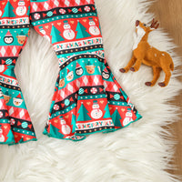 Load image into Gallery viewer, 2 Pieces Set Baby Kid Girls Christmas Solid Color Print Tops And Cartoon Pants Wholesale 23101542
