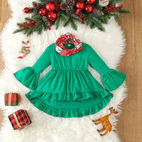 Load image into Gallery viewer, 2 Pieces Set Baby Kid Girls Christmas Solid Color Print Tops And Cartoon Pants Wholesale 23101542
