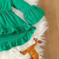 Load image into Gallery viewer, 2 Pieces Set Baby Kid Girls Christmas Solid Color Print Tops And Cartoon Pants Wholesale 23101542
