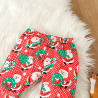 Load image into Gallery viewer, 2 Pieces Set Baby Kid Girls Christmas Solid Color Print Tops And Cartoon Pants Wholesale 23101542
