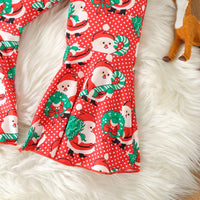 Load image into Gallery viewer, 2 Pieces Set Baby Kid Girls Christmas Solid Color Print Tops And Cartoon Pants Wholesale 23101542
