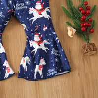 Load image into Gallery viewer, 2 Pieces Set Baby Kid Girls Christmas Solid Color Print Tops And Cartoon Pants Wholesale 23101542
