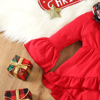 Load image into Gallery viewer, 2 Pieces Set Baby Kid Girls Christmas Solid Color Print Tops And Cartoon Pants Wholesale 23101542
