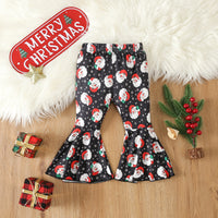 Load image into Gallery viewer, 2 Pieces Set Baby Kid Girls Christmas Solid Color Print Tops And Cartoon Pants Wholesale 23101542
