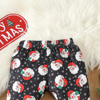 Load image into Gallery viewer, 2 Pieces Set Baby Kid Girls Christmas Solid Color Print Tops And Cartoon Pants Wholesale 23101542

