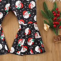 Load image into Gallery viewer, 2 Pieces Set Baby Kid Girls Christmas Solid Color Print Tops And Cartoon Pants Wholesale 23101542
