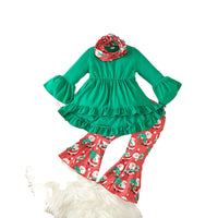 Load image into Gallery viewer, 2 Pieces Set Baby Kid Girls Christmas Solid Color Print Tops And Cartoon Pants Wholesale 23101542
