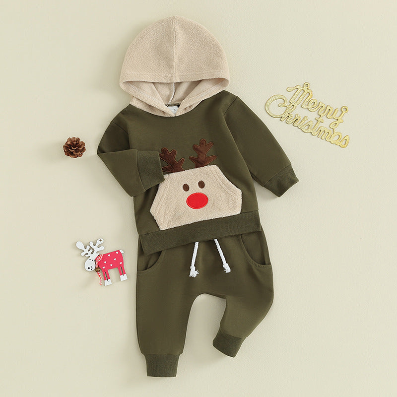 2 Pieces Set Baby Kid Boys Christmas Cartoon Hoodies Sweatshirts And Solid Color Pants Wholesale 23101545