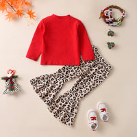 Load image into Gallery viewer, 2 Pieces Set Baby Kid Girls Christmas Letters Print Tops And Leopard Pants Wholesale 23101546
