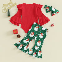 Load image into Gallery viewer, 2 Pieces Set Baby Girls Christmas Letters Print Rompers And Cartoon Pants Wholesale 23101549
