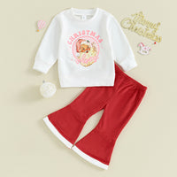 Load image into Gallery viewer, 2 Pieces Set Baby Kid Girls Christmas Letters Print Tops And Solid Color Pants Wholesale 23101550
