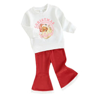 Load image into Gallery viewer, 2 Pieces Set Baby Kid Girls Christmas Letters Print Tops And Solid Color Pants Wholesale 23101550
