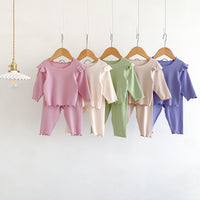 Load image into Gallery viewer, 2 Pieces Set Baby Kid Girls Solid Color Tops And Pants Wholesale 23101906
