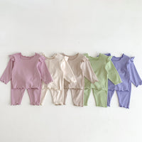 Load image into Gallery viewer, 2 Pieces Set Baby Kid Girls Solid Color Tops And Pants Wholesale 23101906
