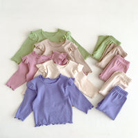 Load image into Gallery viewer, 2 Pieces Set Baby Kid Girls Solid Color Tops And Pants Wholesale 23101906
