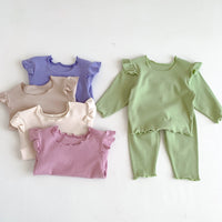 Load image into Gallery viewer, 2 Pieces Set Baby Kid Girls Solid Color Tops And Pants Wholesale 23101906
